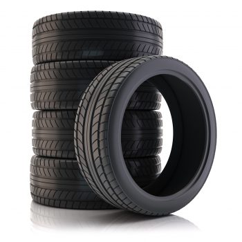 Group of tires isolated on white background